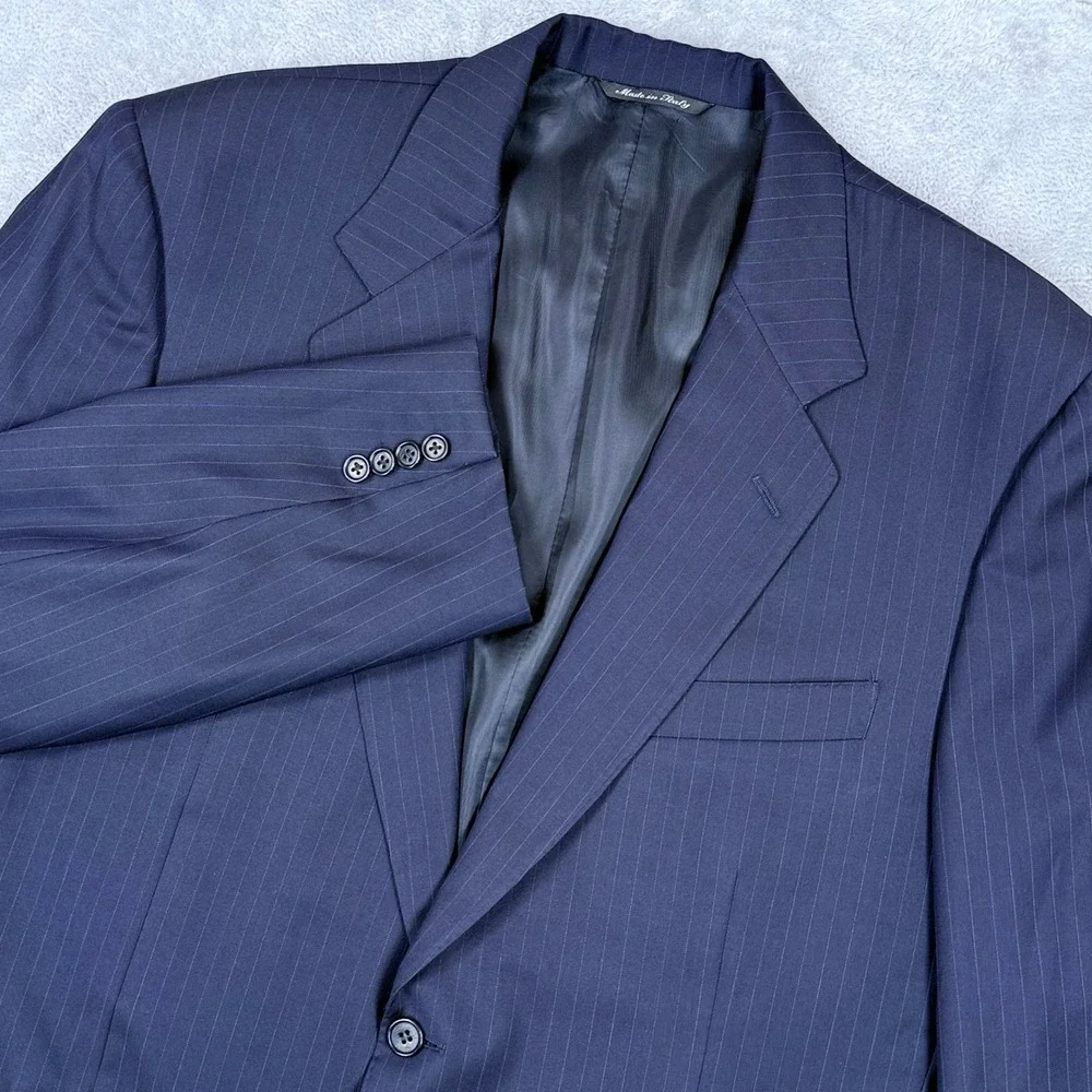 Canali Super 120s Wool Blazer Suit Jacket Mens 44R Navy 13220 Pinstripe 2-Button